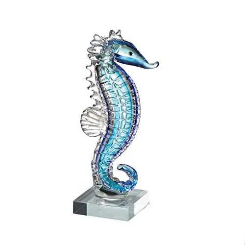 Casablanca Glas Skulptur Figur Seepferdchen 24 cm in blau von GILDE GLAS art