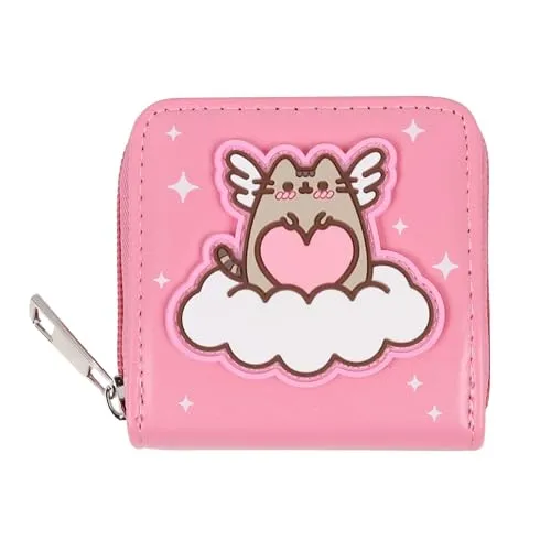 Pusheen Rosa kleine Geldbörse für Damen, Reißverschluss, Katze (Rosa Kätzchen)