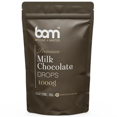 BAM Milchschokolade Drops, Tropfen, Callets zum Schmelzen, Backen für Zuhause und Profi (1 kg)
