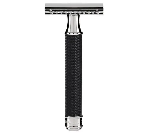 MÜHLE Traditional Rasierhobel mit geschlossenem Kamm - Nassrasierer mit Griff aus schwarzem Edelharz und verchromten Metallakzenten für eine nachhaltige und plastikfreie Rasur – ideal für höchsten Komfort und Qualität.