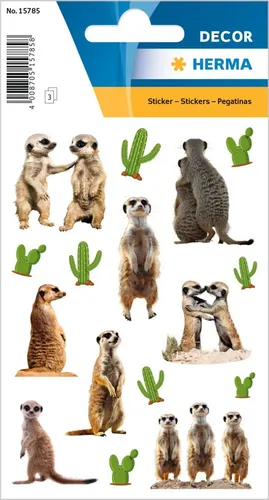 HERMA Sticker DECOR Erdmännchen Papier 3 Blatt à 16 Sticker