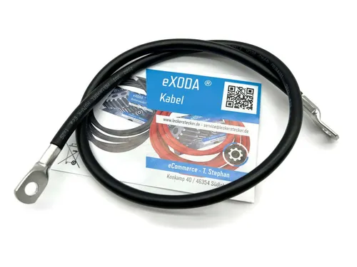 eXODA 25 mm2 M8 M8 Batteriekabel, Schwarz, (75 cm), 99% Kupfer