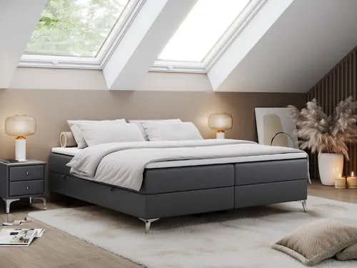 MKS MEBLE Boxspringbett Less 160x200 cm mit Bettkasten - 🛏️ Komfortables Boxspringbett mit Multipocket-Matratze H4 für optimalen Schlaf. Inklusive Topper für angenehme Anpassung und zusätzlichen Stauraum durch den Bettkasten – ideal für ein aufgeräumtes Schlafzimmer!