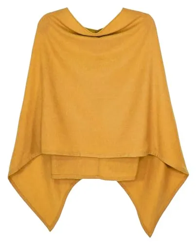 dy_mode Damen Poncho in Unifarben Weiches Strickponcho Cape Herbst Umhang - WJ110 (WJ110-Kurkuma, 36-40)
