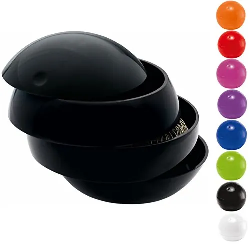 Spirella Kosmetikorganizer Bowl Beauty Aufbewahrungsbox für Make Up und Schmuck mit 3 Fächern 16x14cm Schwarz