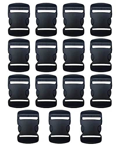 Produktbild HUAZIZ 15 Stück Klickverschluss Klick-Verschluss aus Kunststoff Klippverschluss Steckschließer Steckverschluss für 38mm Gurtband, Ersatz Schnalle Reparatur, Näh Zubehör,Seitenschnalle, Schwarz