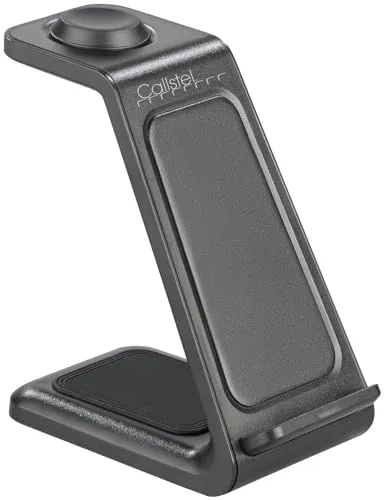Callstel Wireless Charger: 3in1-Ladestation 20 Watt für iPhone, Apple Watch und AirPods, schwarz (Ladestation für Apple Geräte, Ladegerät für Geräte, Uhr)