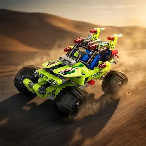 Buggy-Auto aus CaDA Baustein-Set mit Rückziehfunktion, 161-tlg. 17cm Jeep-Crawler Steck-Bausatz m. profilierten Reifen, Pull-Back Fahrzeug, Technik-Stunt-Car Spielzeug f. Kinder u. Erwachsene, Sammler