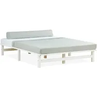 Homestyle4u Palettenbett 140 x 200 cm mit Lattenrost in Weiß - Modernes Palettenbett aus massivem Kiefernholz, stabil und platzsparend, ideal für Schlafzimmer und Jugendzimmer. Inklusive Rolllattenrost für optimalen Schlafkomfort.