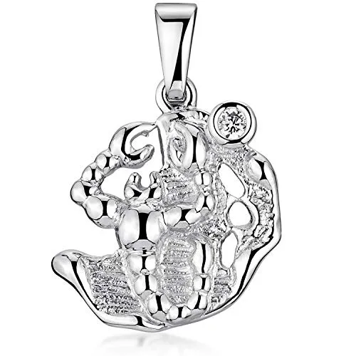 MATERIA Skorpion Sternzeichen Anhänger Silber 925 - Damen mit Zirkonia Stein - Eleganter Anhänger aus 925 Sterling Silber mit funkelndem Zirkonia Stein, ideal für Damen, die ihren persönlichen Stil und ihre Sternzeichenliebe ausdrücken möchten.