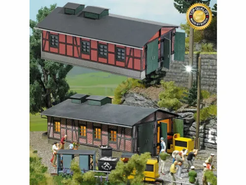 Busch 1475 Lokschuppen für Grubenbahnen Bergwerk echt Holz H0 Bausatz Neu