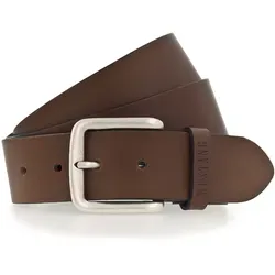 Mustang Ledergürtel für Damen, Größe 120, braun - Modischer Ledergürtel von MUSTANG aus hochwertigem Rindsleder. Die klassische Dornschließe in Used-Optik und die Breite von 4 cm machen ihn zum perfekten Accessoire für legere und schicke Looks.