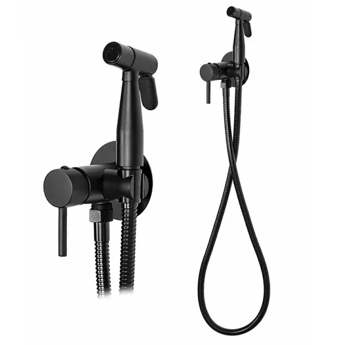 Bidet Armatur Unterputz Set – Schwarz Matt, Handbrause mit Temperaturregelung