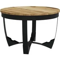 vidaXL Couchtisch aus massivem Mangoholz - Vintage Beistelltisch rund - Beistelltisch fürs Wohnzimmer, handgefertigt aus robustem Mangoholz mit einzigartigen Holzmaserungen und pulverbeschichtetem Stahlgestell für hohe Stabilität.