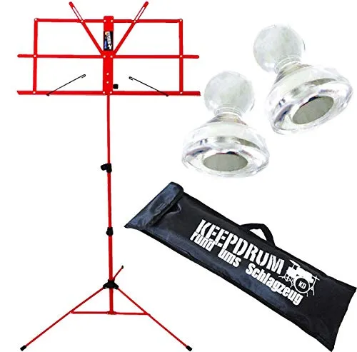 keepdrum MUS2RD Notenstaender Notenpult Rot + 10 Notenpult Magnete MG10