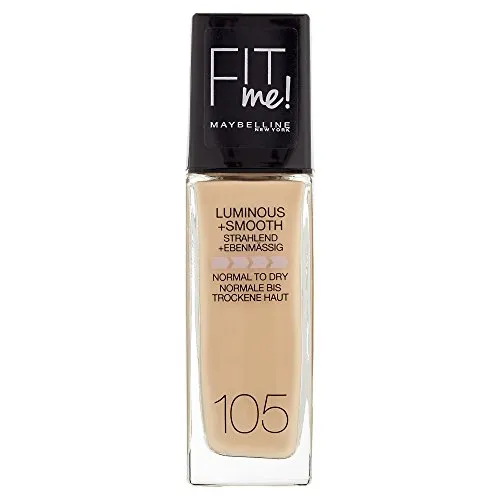 Maybelline New York Fit Me! Liquid Make-Up Nr. 105 Natural Ivory, flüssiges Make-Up, Foundation, die sich dem Hautton anpasst, natürliches Finish, leichter Glow