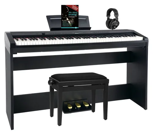 Steinmayer P-60 SM Stagepiano Home Set Schwarz - Keyboards mit 88 echten Hammertasten, 128-facher Polyphonie und umfangreichem Zubehör-Set für den perfekten Einstieg ins Klavierspiel.