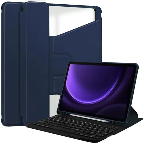 Lobwerk 3in1 Bluetooth Tastatur (Schwarz mit Beleuchtung) + Maus + Cover für Samsung Galaxy Tab S9 FE 2023 X510/SM-X516/SM-X518 10.9 Zoll Zoll Case Schutz Hülle Tasche Keyboard