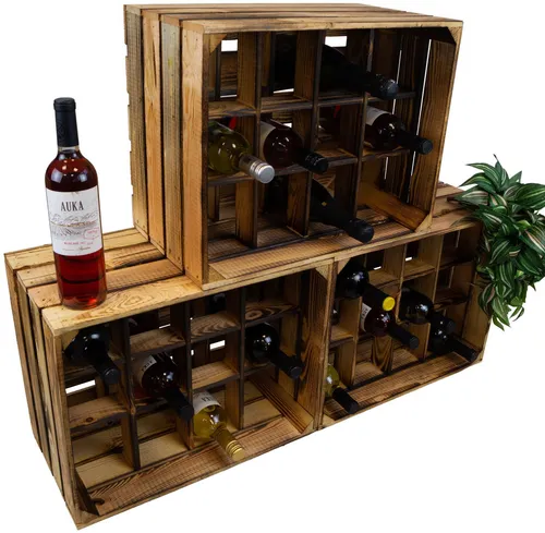 Kistenkolli Altes Land Allzweckkiste 3 Stück Flaschenregal Henry 12er geflammt Weinkistenregal Kistenregal (Spar-Set, 3er Set)