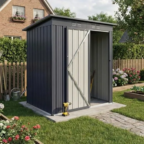 Albatros Profi Gerätehaus S – Wetterfester Geräteschuppen aus verzinktem Metall - Gerätehäuser für jeden Garten: Robust, wetterfest und mit praktischem Zubehör wie Schloss und Werkzeughaken – ideal für Gartengeräte und Möbel.