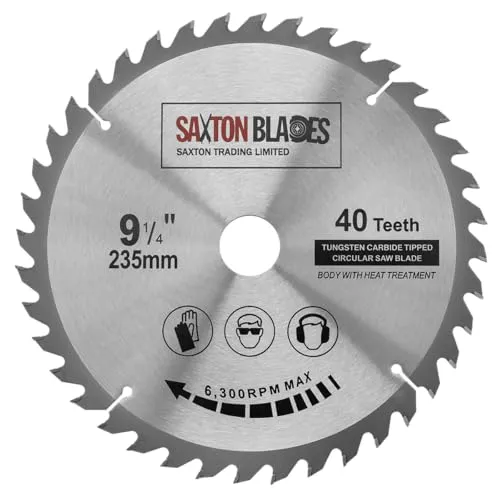 TCT23540T Saxton TCT Kreissägeblatt 235 mm x 30 mm Bohrung x 40 T kompatibel mit Bosch Makita Dewalt