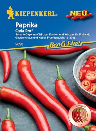 Kiepenkerl Profi-Line Chili-Paprikasamen Carla Rot - Resistente F1-Hybride, ideal für Hochbeet und scharfe Geschmacksexplosion aus eigenem Anbau