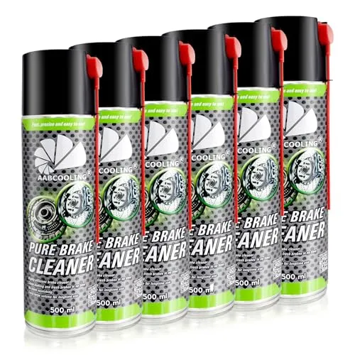 AABCOOLING 6x Pure Brake Cleaner 500 ml – Motorreiniger Spray, acetonfrei, Profi‑Reinigung von Motor, Getriebe, Aggregaten, Werkzeugen, schnelltrocknend, rückstandsfrei, Auto Pflege, Detailarbeiten