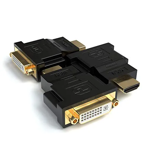 JAMEGA - DVI-I zu HDMI Adapter 3er Pack | DVI-I (24+5) Buchse auf HDMI Stecker | 4K Ultra HD Full HD 1080P HDTV Konverter | Kontakte vergoldet