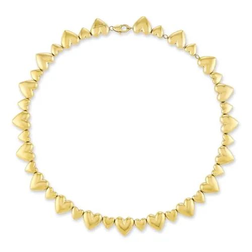 COPENHAGEN STUDIOS Halskette Puffy Hearts - gold - Statement-Kette mit Herzen - Edelstahl 14K vergoldet - verstellbare Länge - wasserfest & hautfreundlich