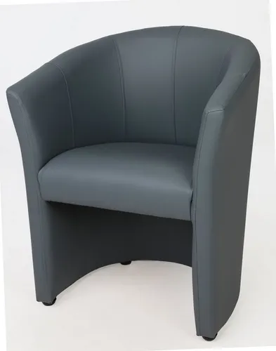 Kamil Cocktailsessel - Eleganter Loungesessel in Grau - Cocktailsessel aus Kunstleder, handgefertigt in Polen, mit Armlehnen und komplett montiert geliefert. Ideal für stilvolle Wohnräume und gemütliche Lounges.