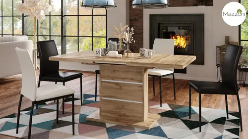 Mazzoni Esstisch Design Piano Eiche Wotan Weiß ausziehbar 120 - 200 cm - Moderner Esstisch mit ausziehbarer Funktion, ideal für gesellige Runden. Robuste Holzwerkstoffplatte in Eiche Wotan-Weiß sorgt für stilvolle Akzente in Ihrem Esszimmer.