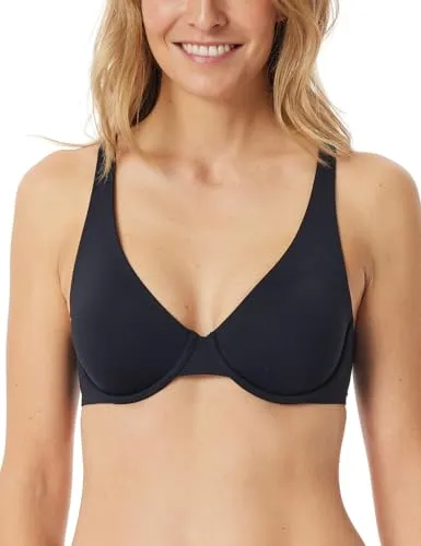 Schiesser Damen Bügel-BH Unique Micro, schwarz 85D - Funktionsunterwäsche mit geformten Cups und innovativem 720° Stretch für optimalen Komfort und Bewegungsfreiheit; vier Verschlussreihen für perfekten Sitz.