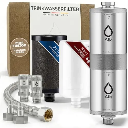 Alb Filter FUSION Trinkwasserfilter | Untertisch Komplett-Set mit Schnellkupplung - Hochwertiger Edelstahl-Wasserfilter für reines Trinkwasser, ideal für die Untertischmontage und einfach zu installieren.
