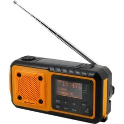 soundmaster DAB112OR Kurbelradio - Schwarz, Orange, Notfallradio mit LED-Taschenlampe und Solarpanel, ideal für unterwegs und beim Camping