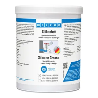 Weicon Silikonfett 1,0 kg - Lagerfett & Mehrzweckfett, haftstark und temperaturbeständig von -50°C bis +200°C, ideal für sensible Anwendungen in Lebensmitteltechnik und Pharmaindustrie.
