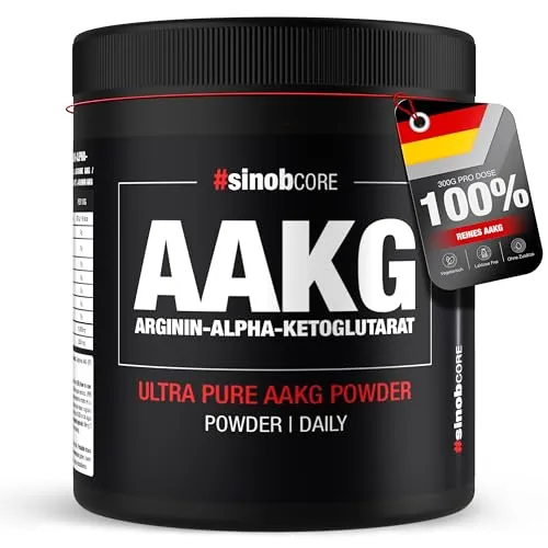 #sinob Core AAKG 300g Pulver Dose – Arginin für Fitness und Training - Aminosäuren Pulver für Bodybuilding und Fitness. Unterstützt die sportliche Leistung und ist ideal für Trainingseinheiten. Hergestellt in Deutschland mit geprüfter Qualität.