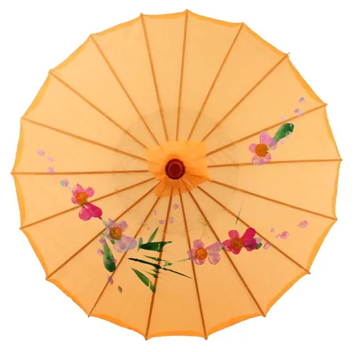 Sonnenschirm 120b Deko Schirm Ø 55 cm Kunstfaser gelb Bambus Holz Bali Asia