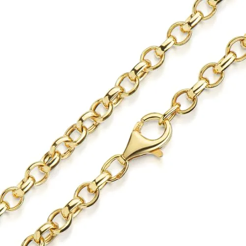 MATERIA Erbsenkette gold 70cm lang - Herren Kette Silber 925 massiv 4mm vergoldet K115-70cm