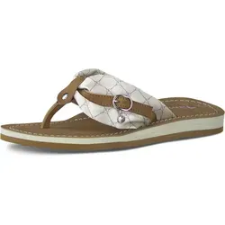 Tamaris Damen Pantolette Zehentrenner Textil Schnalle 1-27109-42, Größe:36 EU, Farbe:Beige - Beige - 36