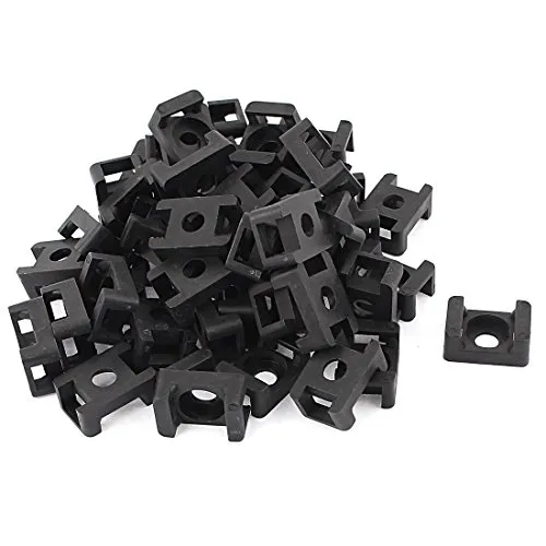 sourcing map 50Stk Rechteck Schwarz Plastik Sattel Typ Halter Faden Kabelbinder Montage 9mm de