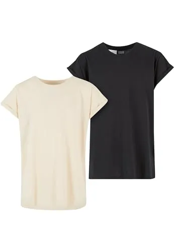 Urban Classics Kinder T-Shirt Girls Extended Shoulder Tee 2 Pack, 2er Pack T-Shirt für Mädchen, erhältlich, Größen 110/116-158/164