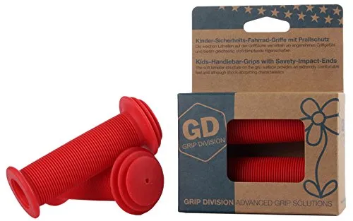 GD Grip Division® Kinder-Sicherheits-Fahrrad-Griffe mit Prallschutz | Phthalate frei | rot