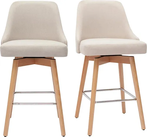 Miliboo Skandinavische Barhocker Hasta, 2er-Pack in beige von Miliboo