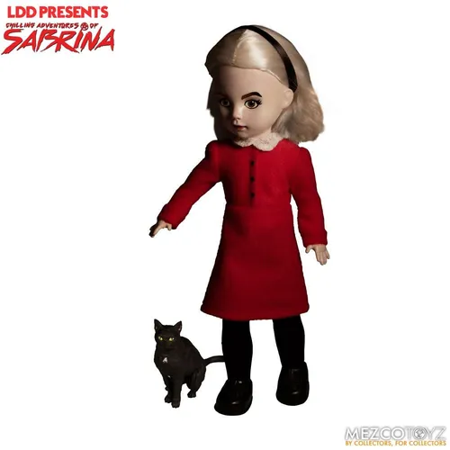 Living Dead Dolls Mezco Sabrina - Chilling Adventures of Sabrina - Puppen, detailgetreue Figur von Sabrina Spellman mit echtem Kleid und Salem, ideal für Sammler und Fans der Serie!