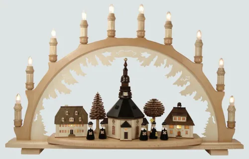 Lenk und Sohn Schwibbogen Seiffener Kirche in beige von Lenk und Sohn