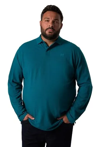 Men Plus Herren große Größen Übergrößen Menswear L-8XL Men+ Poloshirt, Basic, Piqué, Langarm, bis 8 XL Rauchblau 4XL 836270760-4XL