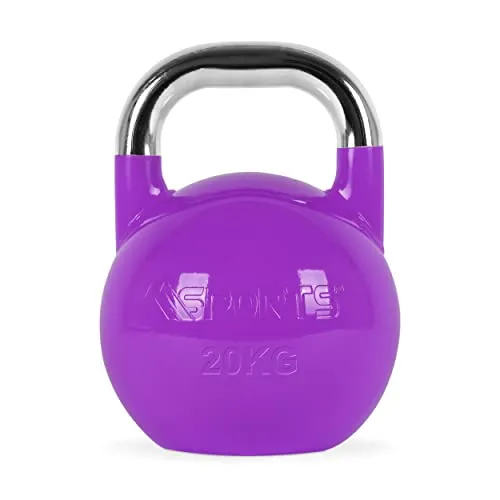 Kettlebell Competition 20 kg | Professionelle Studioqualität - Kettlebell für funktionelles Fitness-Training, inkl. Übungsposter. Ideal für Studio und Zuhause, mit robustem Metallkern für sicheres Training und hohen Kalorienverbrauch.
