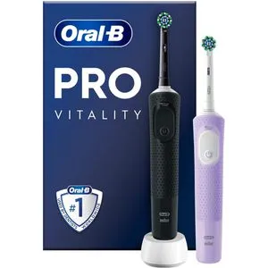 Oral-B Vitality Pro D103 Duo Black/Lilac Violet - Elektrische Zahnbürsten: Duopack mit überlegener Reinigung für Jugendliche, klinisch bestätigt und ideal für eine gründliche Mundpflege.