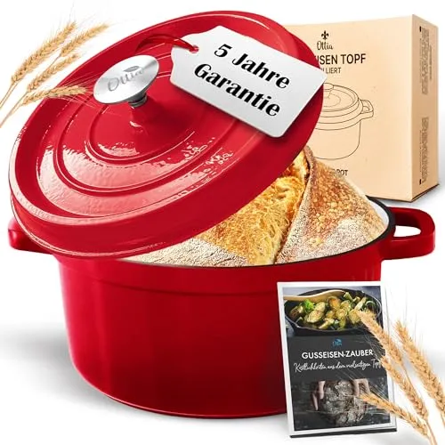 Ottia Gusseisen Schmortopf 5L, Ø26cm, rot in rot von Ottia