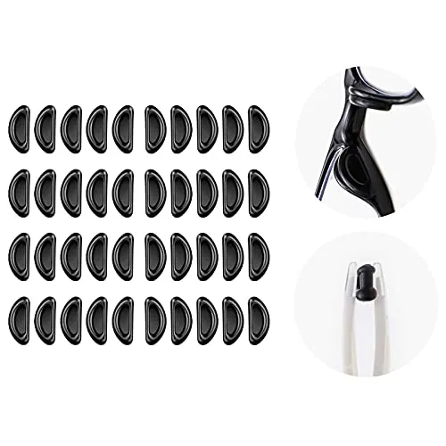 Hsthe Sea 20 Paar Nasenpads für Brillen, D-Form auf weichem Silikon, rutschfest, für Airbags, Nasenpads für Brillen, Nasenpads (15 x 7 x 2 mm, schwarz)